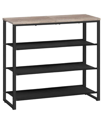 Shoe Rack, 4 Tier Shoe Storage Organizer with 3 Oxford Fabric Shelves and Top Panel, Holds 12-16 Pairs of Shoes and