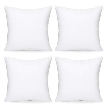 Throw Pillow Inserts, 16in White Microfiber, Pack of 4 Euro Sham