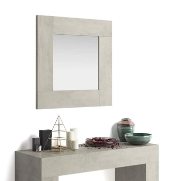 Evolution Square Wall Mirror, 28.7 x 28.7 in, Concrete Effect, Grey, Made in Italy