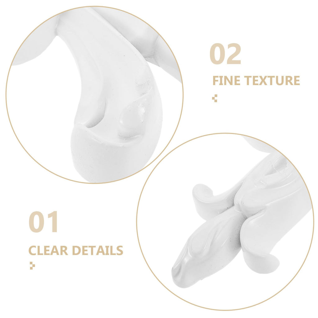 Resin Flower Onlay Wall Decor White Carved Accent