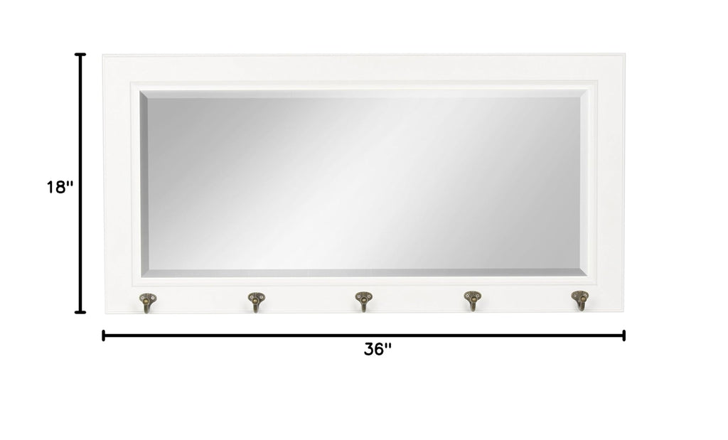 Pub Mirrors with 5 Metal Hooks, White