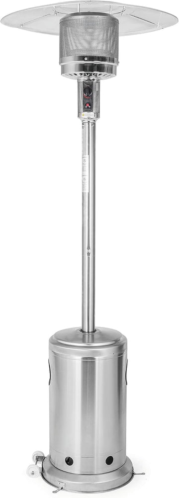 Propane Patio Heater 46,000 BTU with Stainless Steel Design and Wheels Ideal for Backyard, Garden