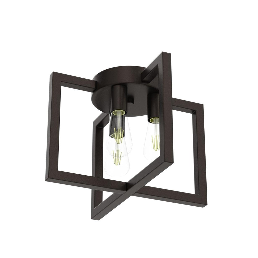 3-Lights Ceiling Light Fixture, Industrial Black Semi Flush Mount Chandelier, Ceiling Lighting Living Room Bedroom
