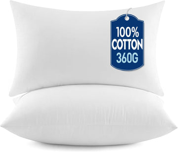 12x20 Pillow Inserts Set 2 100% Virgin Microfiber with Cotton Cover - Set of 2