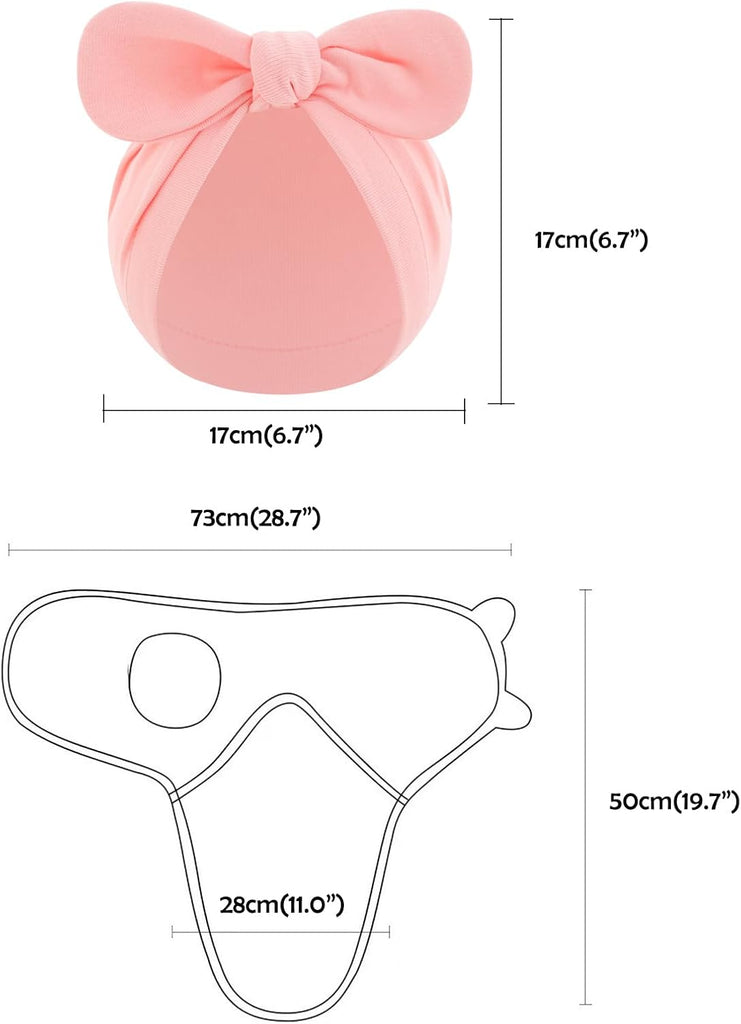 Pack Baby Swaddles for Newborns with Bow Hat Pink/Heart/Tulips