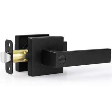 1 Pack Door Handle Black Interior Door Knobs, Keyless Privacy Door Lock, Heavy Duty Zinc Alloy, Door Lever Set