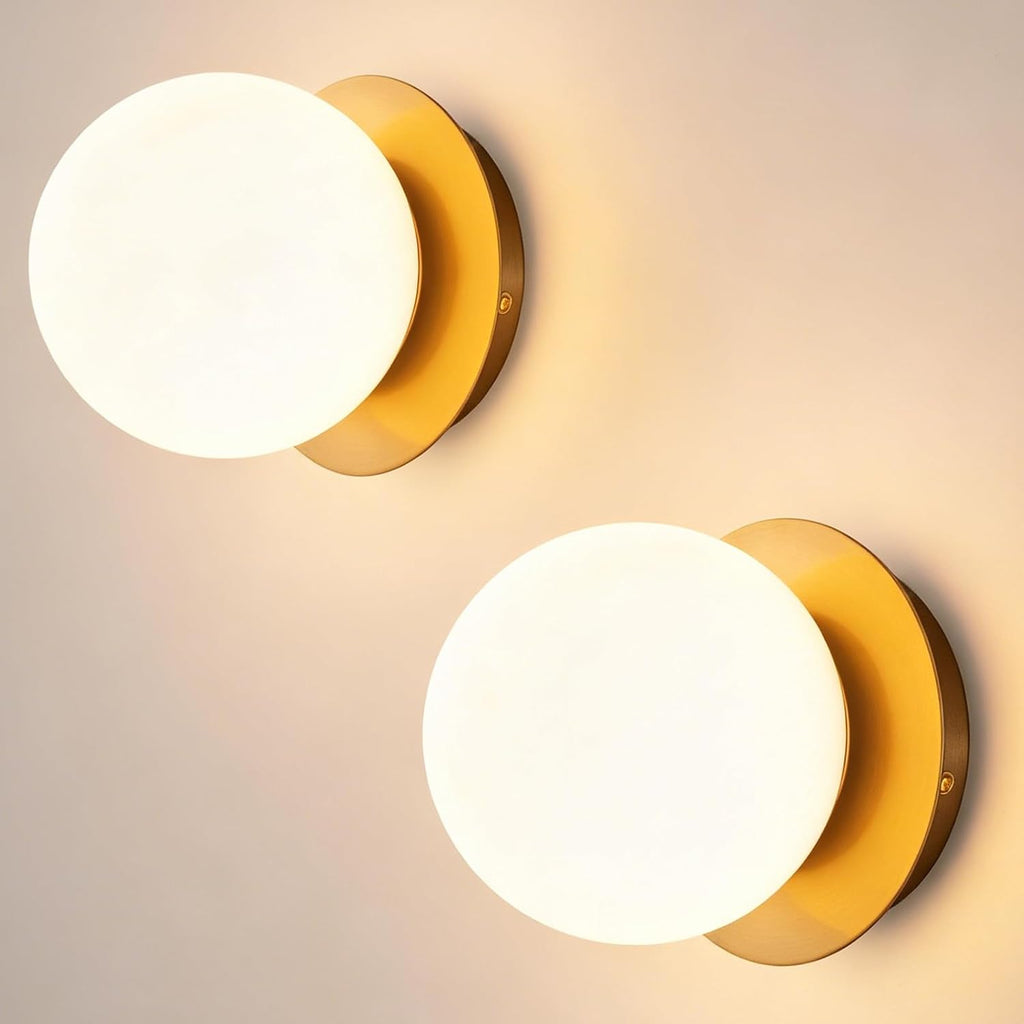 Gold Wall Sconce Set of 2, Modern Glass Globe Wall Sconce, Mid Century Indoor Wall Mounted Lamp, Wall Light Fixtures