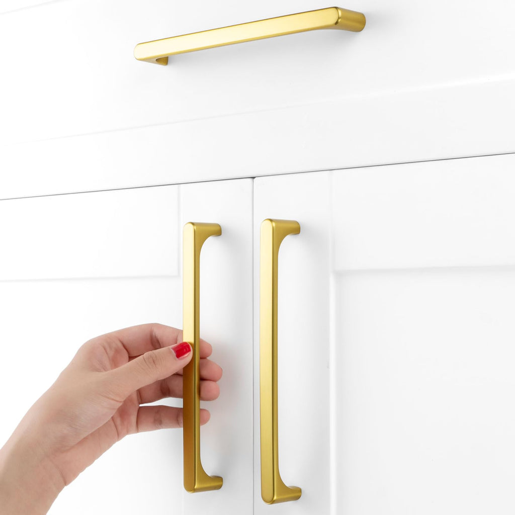 6-1/4 Inch Brushed Gold Cabinet Pulls Kitchen Handles 10 Pack 3126