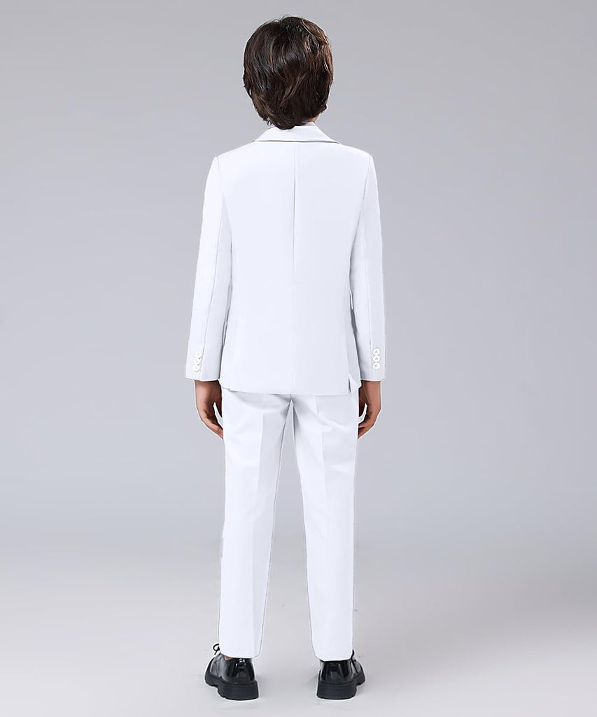Boys Formal Suit 5 Piece Set Slim Fit Tuxedo Suits Adjustable Waist