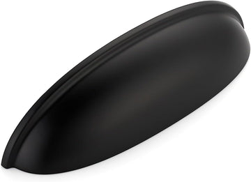 10 Pack 5" Matte Black Cup Drawer Pulls, Kitchen Cabinet Handles, 5 Inch (128 mm) Hole Center