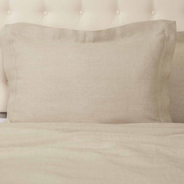 Provincial Linen Natural Beige King Size Pillow Sham, 21" W x 37" L Plus 2" Flange, 100% Linen Bedding