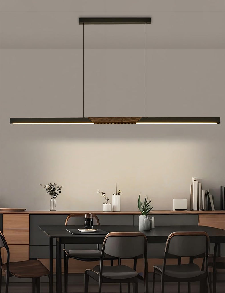 63" Linear Pendant Light, Modern Black Dimmable LED Chandelier, Kitchen Island Lighting Over Dining Room Table, Pool