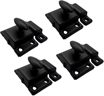 Oval Turn Cabinet Latch, & Other Furniture, Small, Matte Black, 4 Pack, Made in Taiwan