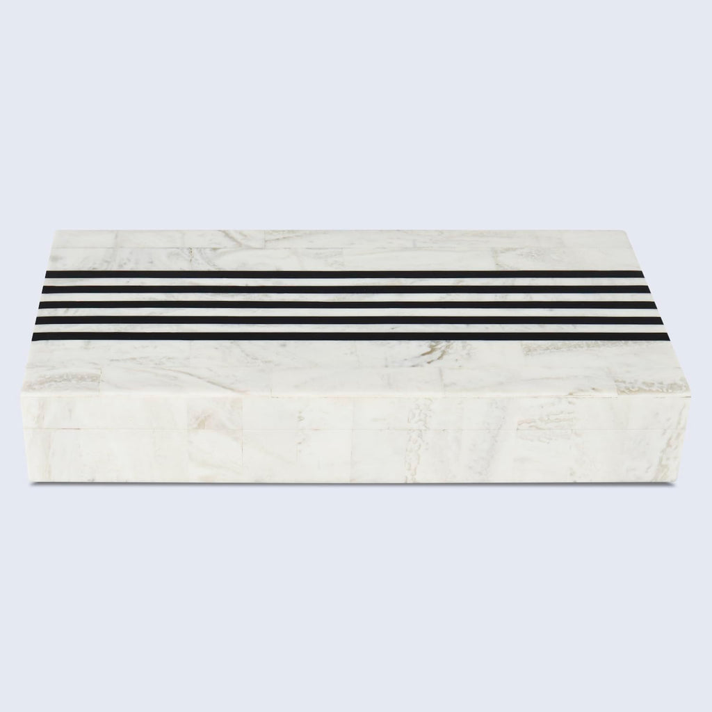 Large Decorative Storage Box with Lid - Black White Modern Storage Box, Remote Control Organizer for Coffee Table