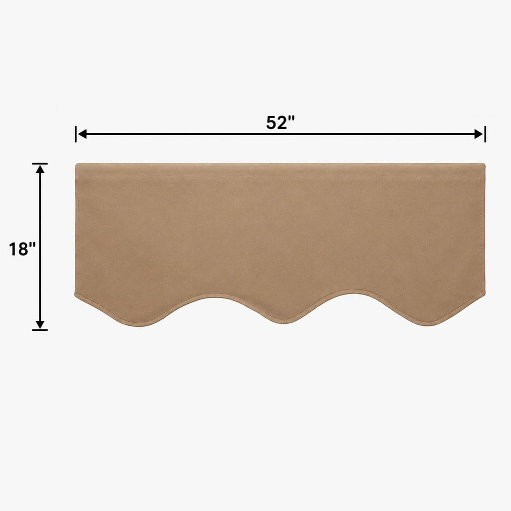 Short Valances for Windows Rod Pocket Blackout Scalloped Valance Solid Decorative Curtain Valence Bedroom, 52inch