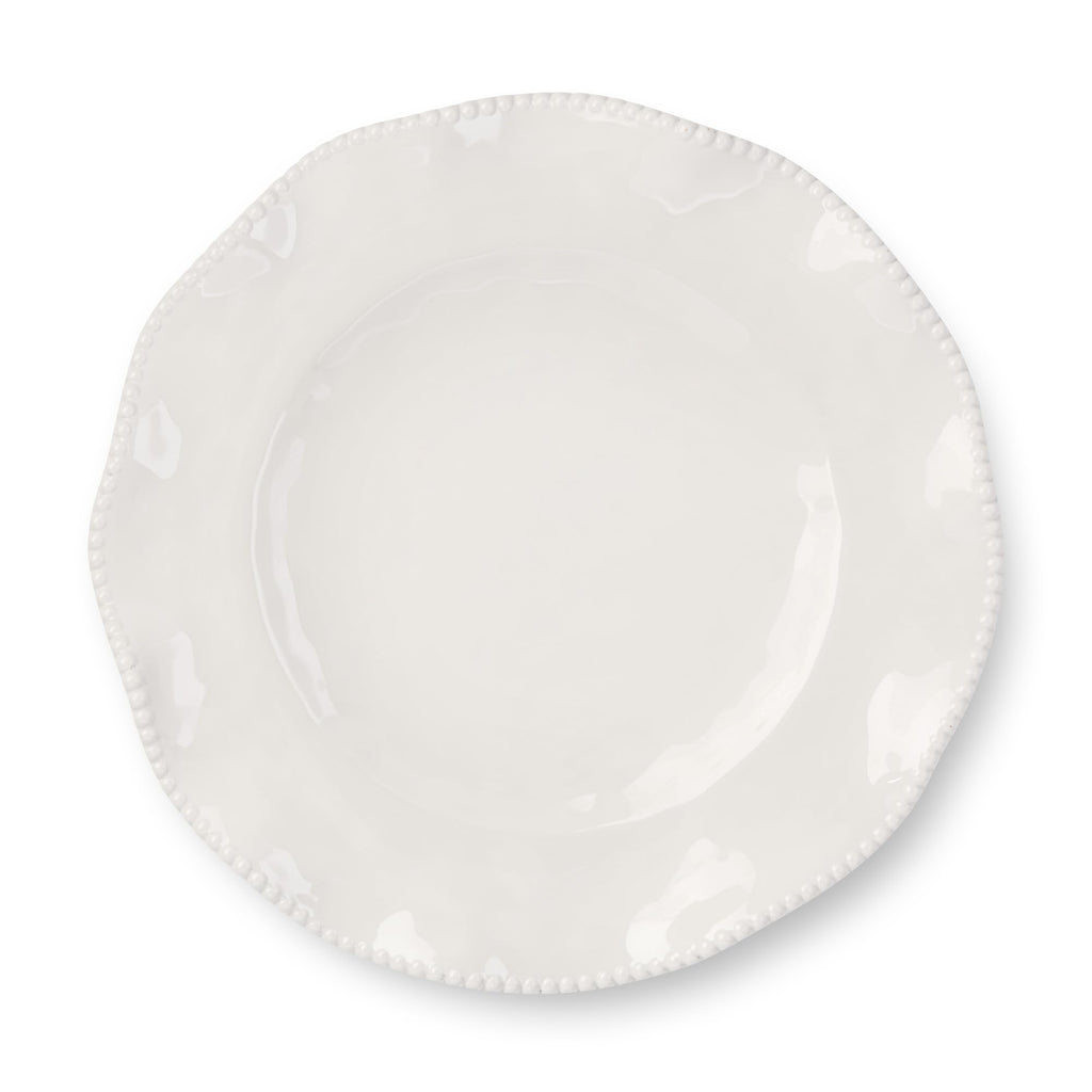 Perlette Off-White Beaded 12-Piece Dinnerware Set - Includes 4 Dinner Plates, 4 Salad Plates, 4 Bowls (7.5" x 2", 22