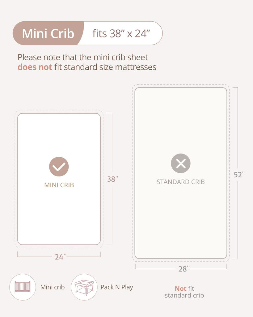 Muslin Mini Crib Sheets, 2 Pack, Beige Gingham&Brown Gingham