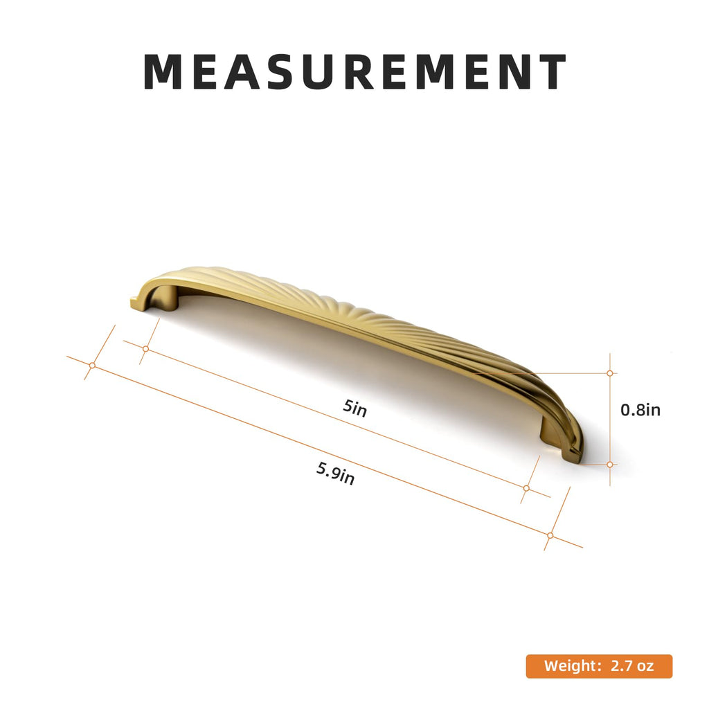 Modern 5''Hole Centers Brushed Gold Cabinet Pulls, Accessible Luxury Zinc Alloy Din Cup Cabinet Pulls with Mordern