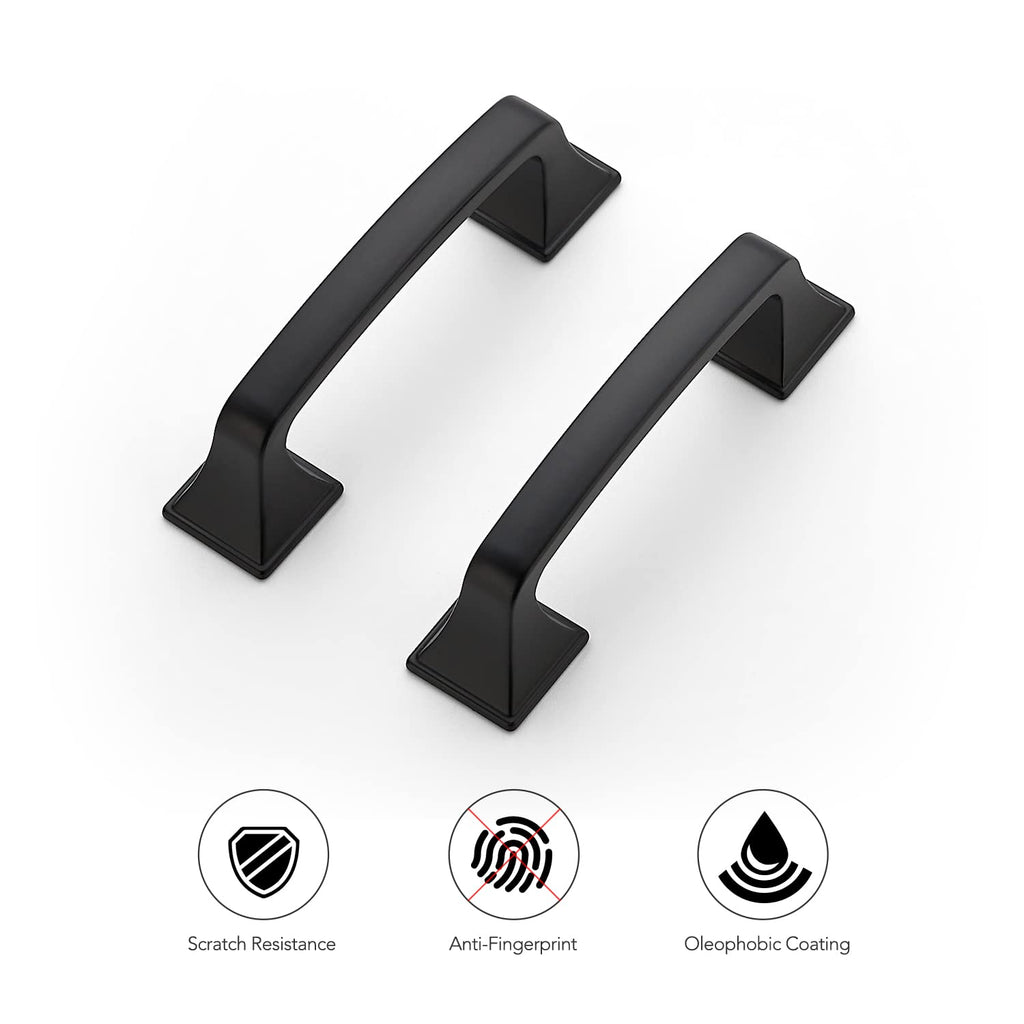 Matte Black Square Foot Arch Cabinet Pulls 3 Inch 30 Pack