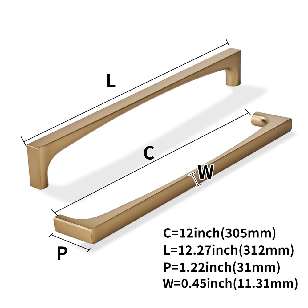5 Pack Solid Handles 12-Inch(305mm) Champagne Bronze Cabinet Pulls,Heavy Duty Cabinets, Cupboards, Drawers and
