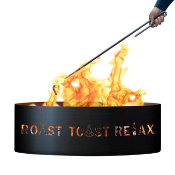 Roast Toast Relax Unpainted 12 in. Tall 37 in. Diameter Outdoor Fire Ring with Fire Poker - 37 x 37 x 12