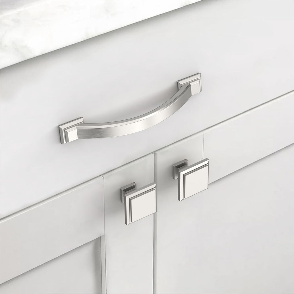 10 Pack 3.75 Inch(96mm) Brushed Satin Nickel Kitchen Cabinet Handles, Cabinet Pulls Kitchen Cabinet Hardware for