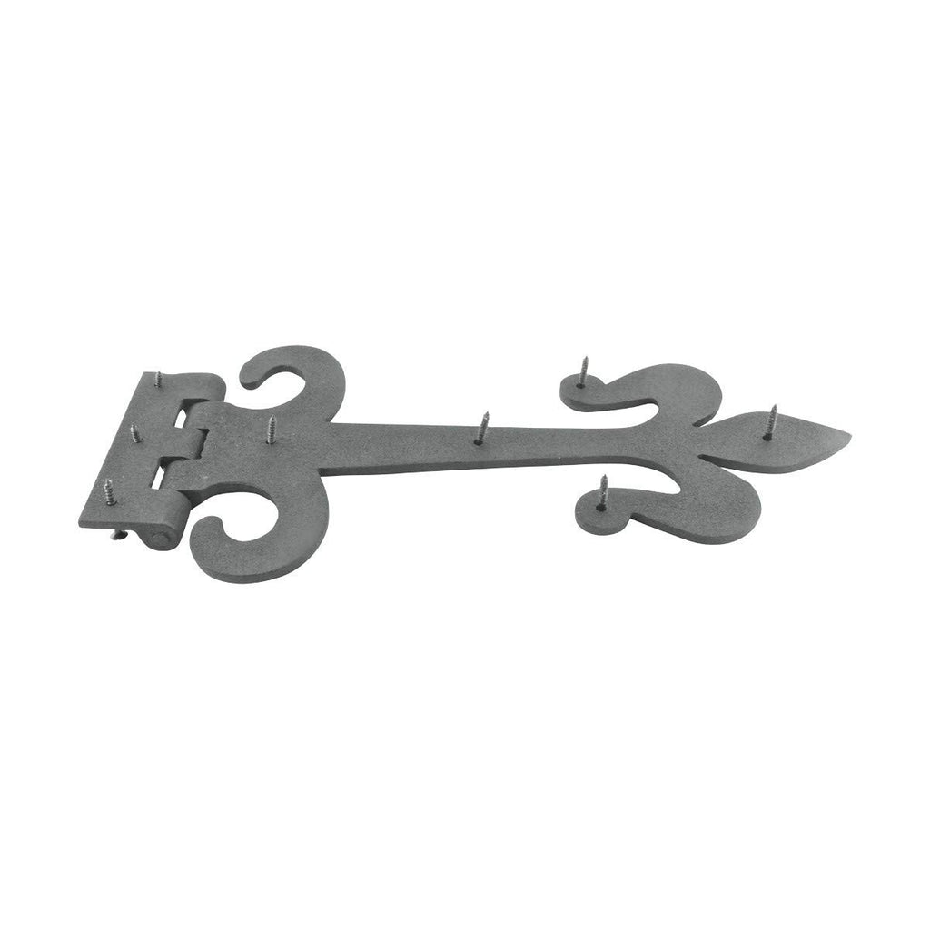 Gate Hinges 12 in. Black Wrought Iron Fleur De Lis Style Strap Hinges for Gates and Doors with Mounting Hardware
