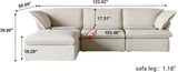L Shape Modular Couches, Deep Couch Sectional Couch with Chaise Ottoman, Modern Comfy Cloud Sectional Sofas, Cushion Covers Removable, Two Corners and A Middle Sofa for Living Room (Beige) A124-B0D3TGP9MV