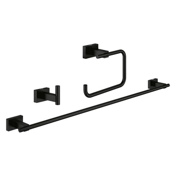 Essentials Cube 3-In-1 Bathroom Accessory Set, Matte Black