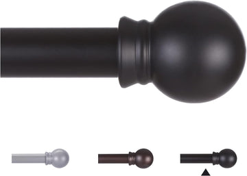 Curtain Rods for Windows 48 to 84-92 inch, 5/8" Matte Black Curtain Rod, Stainless Steel Small Curtain Rods Curtain