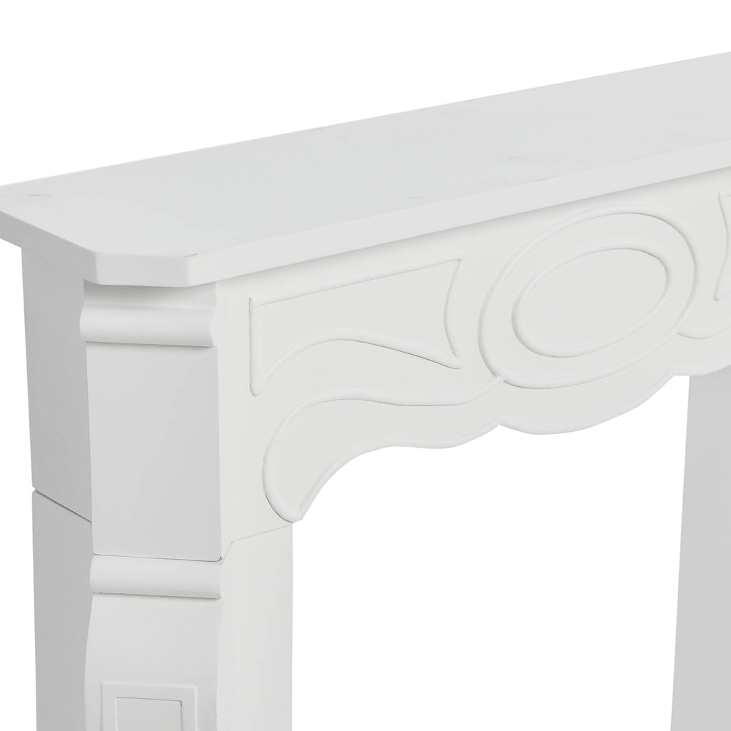 Small Victorian Decorative Fireplace Mantel, Flat Paintable White