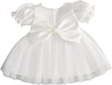 Toddler Baby Flower Girls Dress Wedding Guest Satin Birthday Party Formal Pageant Tulle Dress for Baby Girl