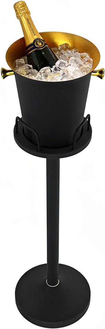 Champagne Bucket with Stand, Standing Ice Buckets 5L(Matter Black 1Pack)