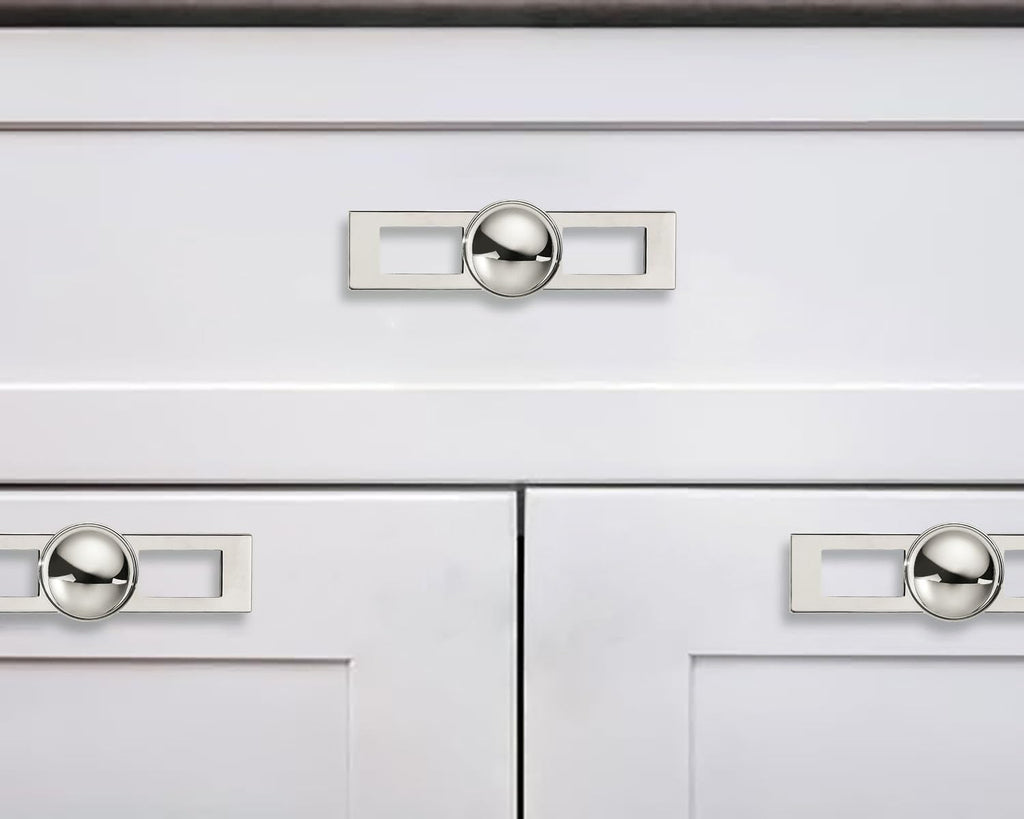 2 Pack 1-1/4 Inch Cabinet Knobs Backplate with 4 Inch Base Plate Zinc Solid Polished Nickel Kitchen Cabinet Handles