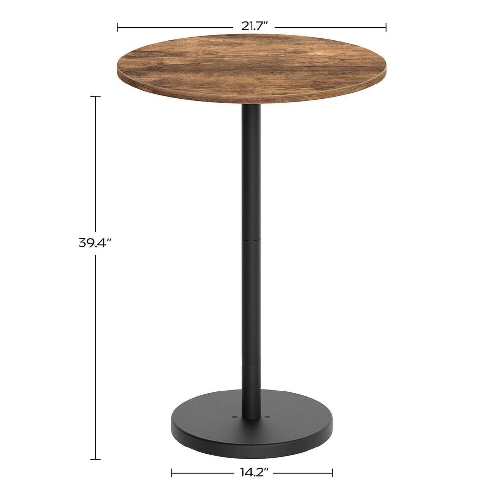Bar Table, Round Bar Table Set of 2, Counter Height Table, Pub Cocktail Table, Metal Frame, for Bistro, Dining Room