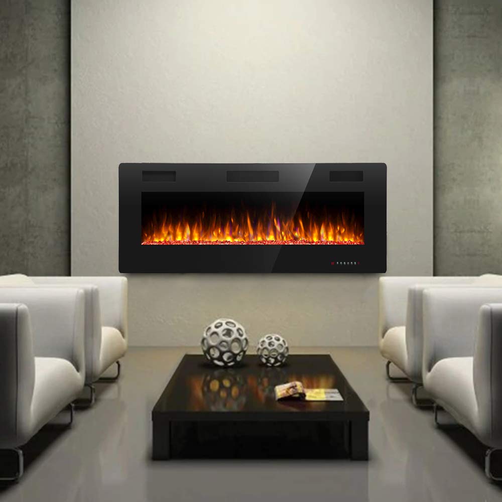 60 Inch Electric Fireplace in-Wall Recessed and Wall Mounted, Fireplace Heater and Linear Fireplace with Multicolor