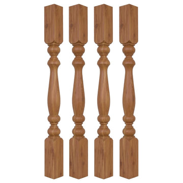 Cedar Designer Turned Deck Spindles - 3 X 3 Square Turned Porch & Deck Baluster - Clear Kiln-Dried Wood, Ready to