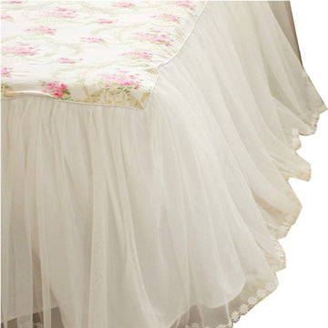 Dust Ruffled Bed Skirts Full Size Wrap Around Lace Bed Ruffle with Platform 18 inch Deep Drop Cotton Floral Girls Bed