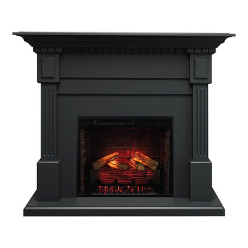 Augustine Black Mantel Package 55" W x 48" H with 28 Inch Electric Fireplace Insert - 400 SqFt Heater 5 Flame Colors