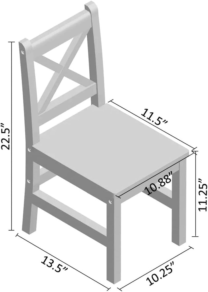 Solid Hard Wood Kids Table and Chair Set, Natural, 5 Piece