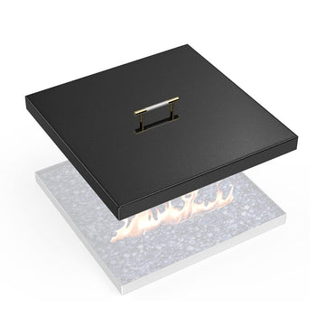 Fire Pit Lid Fits 24" x 24" Drop-in Fire Pit Pan, 27" x 27" Upgrade Porcelain Steel Fire Pit Cover, Fire Pit Cover