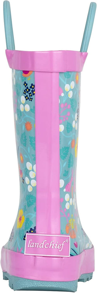 Toddler Rain Boots, Kids Rain Boots Waterproof Rubber Boots for Girls and Boys with Fun Patterns and Easy-On Handles