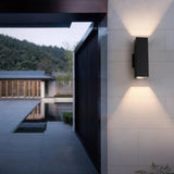 Aluminum Modern Outdoor Wall Light, Exterior Outdoor Wall Sconce Up Down Light Fixtures Matte Black [UL Listed]