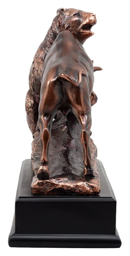 Wall Street Stock Market Charging Bull Goring Bear Statue Bronze Electroplated Figurine with Base Ideal for Investors