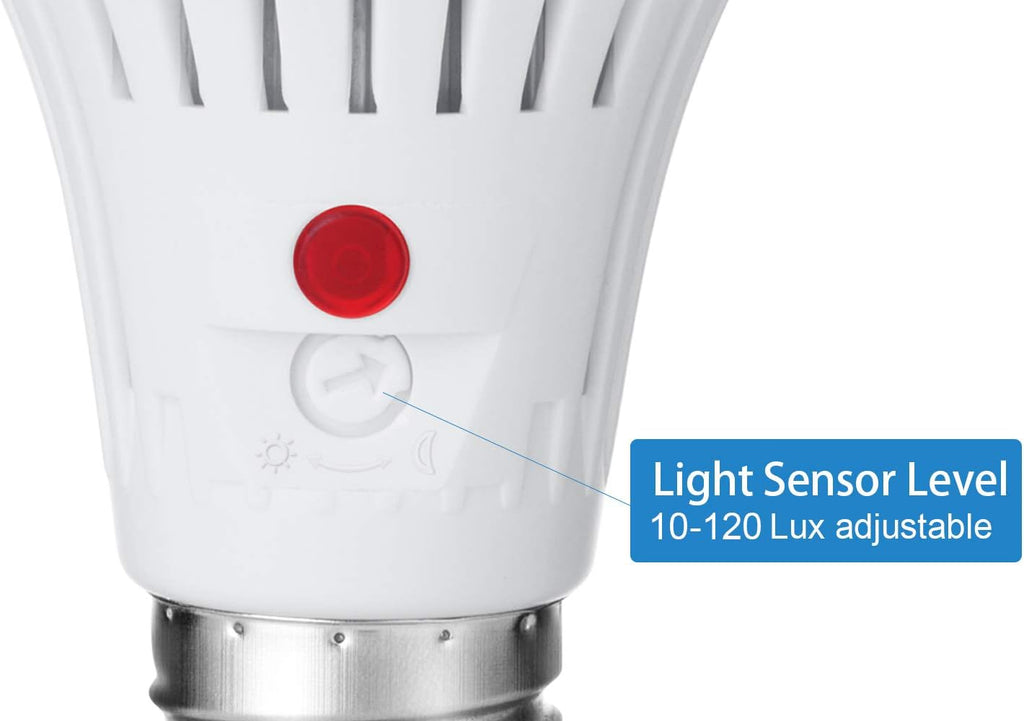 Dusk to Dawn Light Bulbs, Outdoor Sensor LED Bulb with Adjustable Photocell Light Sensor, A19 Automatic Lighting, E26