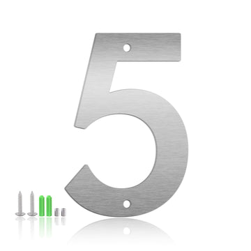12 Inch Floating House Numbers and Metal Letters for Outdoor Signs, Modern 304 Stainless Steel Silver Address Numbers