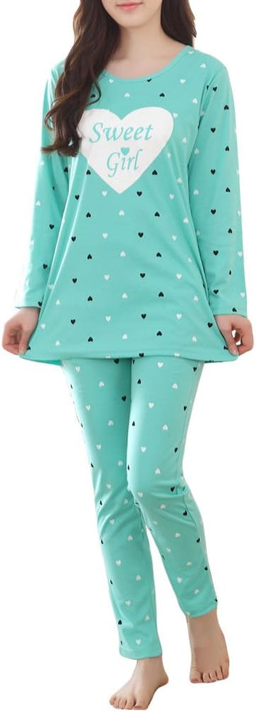 Girls' Comfy Sleepwear Hearts Shape Pajama Set Sweet Dream Leisure Nighty