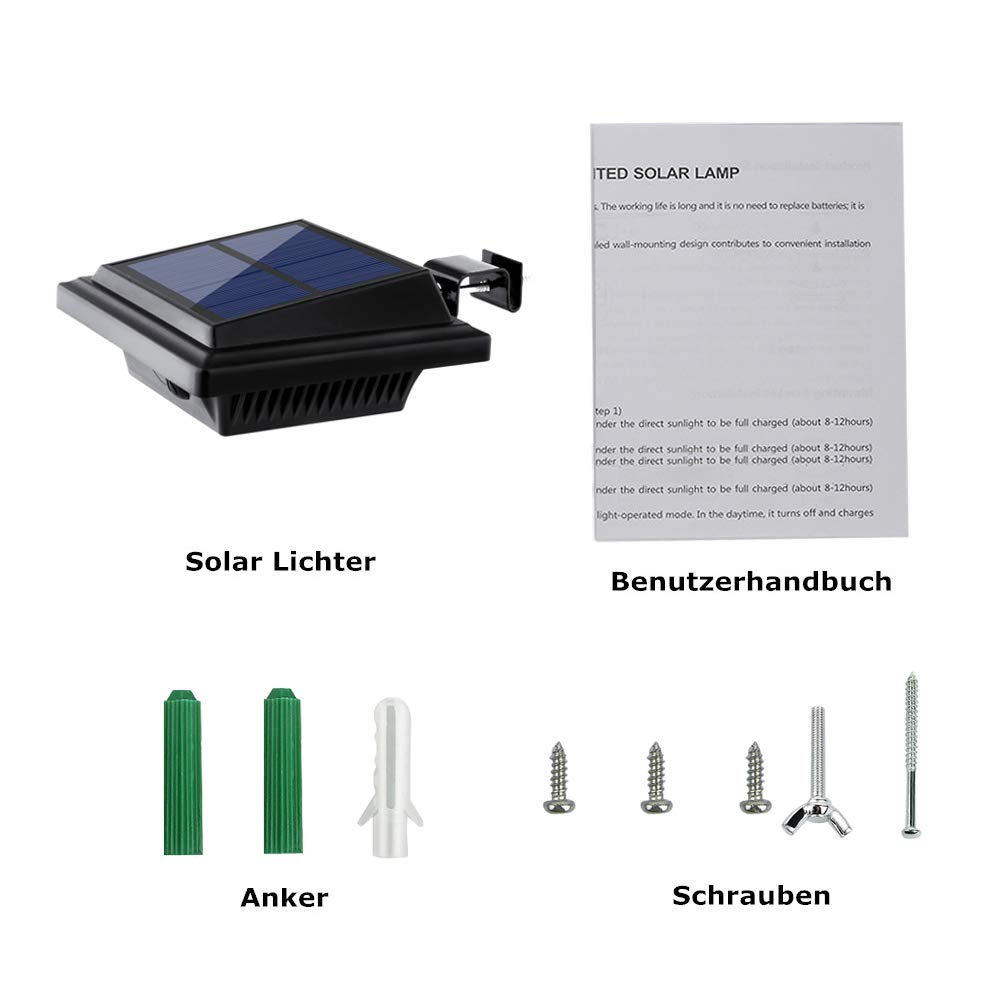 Solar Gutter Lights Outdoor, 40 LEDs Bright Solar Powered led Fence Light Deck Lights Waterproof for Wall, Deck
