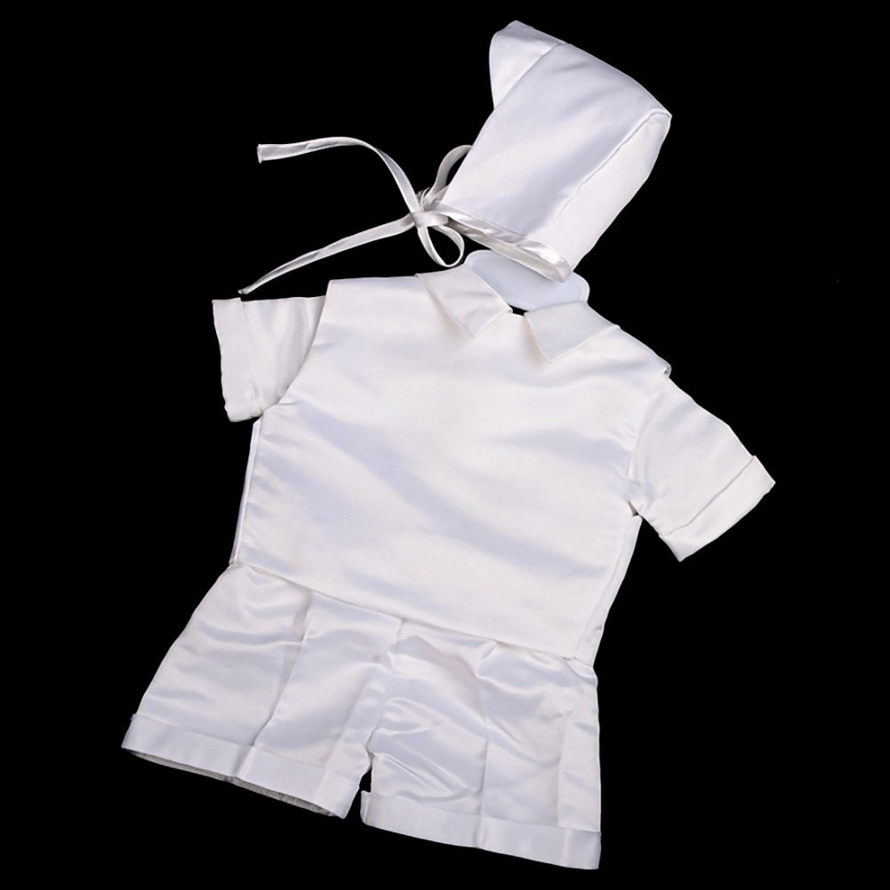 Baby Boys Christening Satin Suit Set White, Months