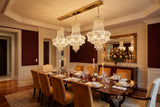 Set of 3 French Empire Crystal Chandeliers - Gold Finish - H19" X W14" 3 Lights Each - Dining Room, Foyer, Entry Way, Living Room